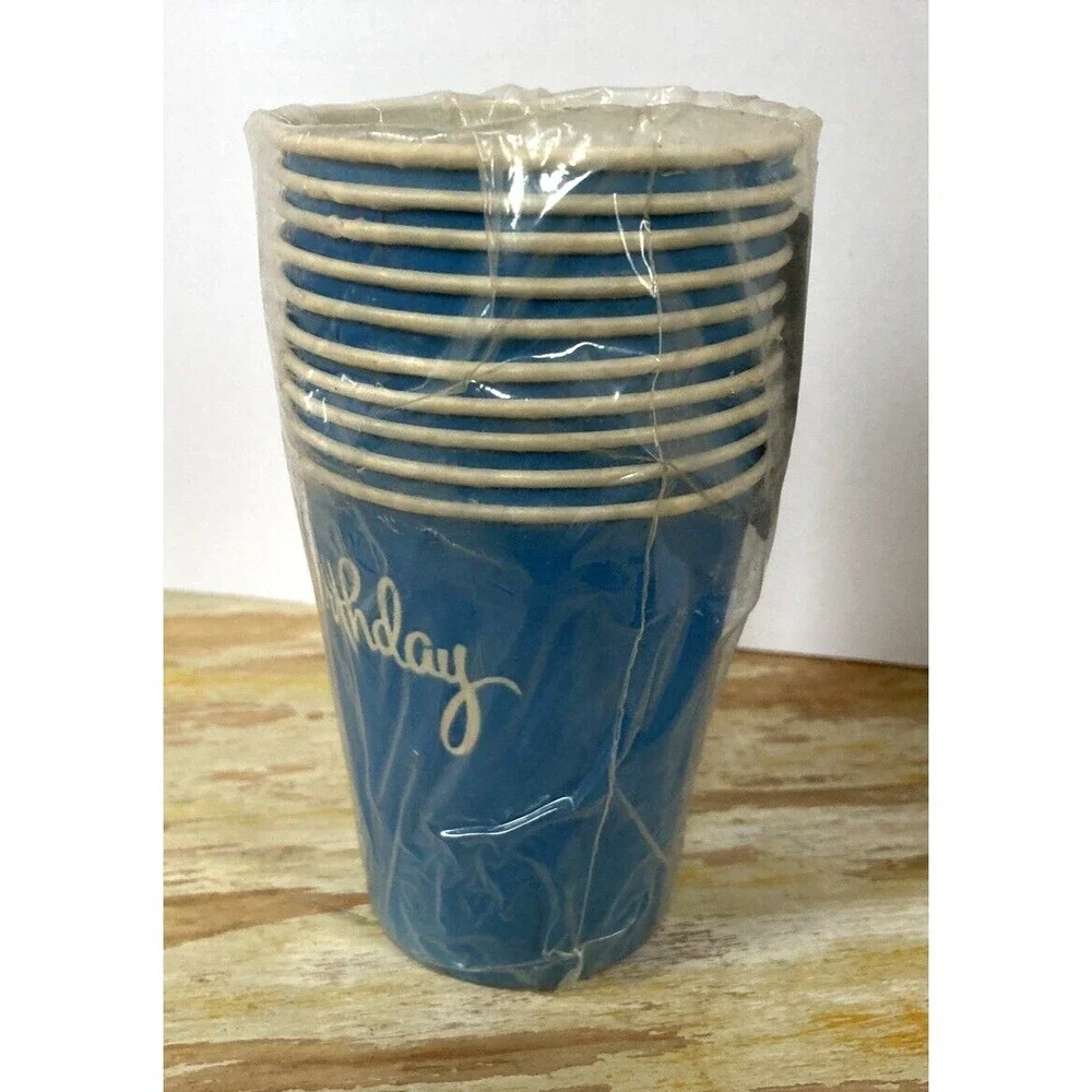 Vintage party cold drink cups Beach Products Handi-Set Happy Birthday NOS NIP